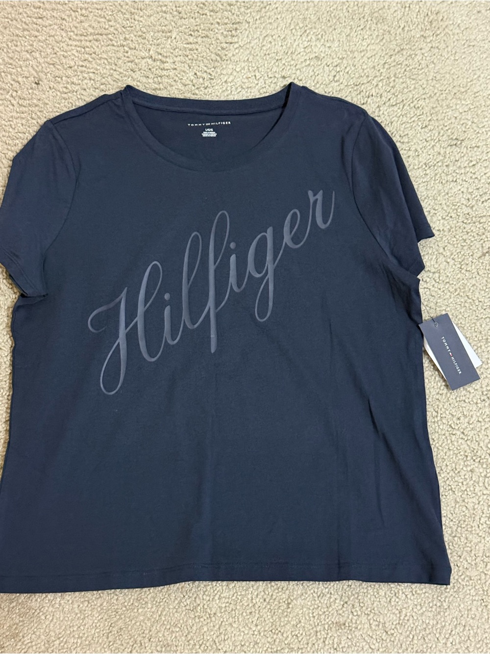 Tommy Hilfiger Navy Script Logo Short Sleeve Tee
